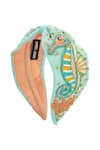 Shop_Samyukta Singhania_Blue Beads, Embroidery Hand Seahorse Hairband _Online_at_Aza_Fashions
