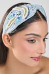 Samyukta Singhania_Gray Beads, Embroidery Leaf And Flower Design Hairband _Online_at_Aza_Fashions