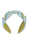 Buy_Samyukta Singhania_Gray Beads, Embroidery Leaf And Flower Design Hairband _Online_at_Aza_Fashions