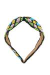 Buy_Nazaakat By Samara Singh_Black Beads Colorful Hand Embroidered Hairband _Online_at_Aza_Fashions