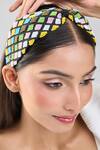Shop_Nazaakat By Samara Singh_Black Beads Colorful Hand Embroidered Hairband _Online_at_Aza_Fashions