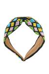Nazaakat By Samara Singh_Black Beads Colorful Hand Embroidered Hairband _at_Aza_Fashions