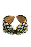 Shop_Nazaakat By Samara Singh_Black Beads Colorful Hand Embroidered Hairband _at_Aza_Fashions