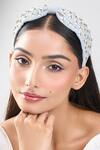 Shop_Nazaakat By Samara Singh_Gray Sequins Light Grey Embroidered Hairband _Online_at_Aza_Fashions