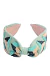 Shop_Nazaakat By Samara Singh_Green Sequins Triangle Hand Embroidered Hairband _at_Aza_Fashions