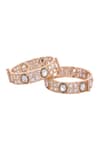 Shop_Samyukta Singhania_Gold And White Stone Studded Bangles _at_Aza_Fashions
