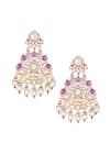 Shop_Samyukta Singhania_Red Stones, Pearls Ruby Embellished Dangler Earrings _at_Aza_Fashions
