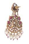 Shop_Samyukta Singhania_Red Stones, Pearls Ruby Embellished Dangler Earrings _Online_at_Aza_Fashions