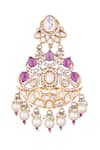 Samyukta Singhania_Red Stones, Pearls Ruby Embellished Dangler Earrings _at_Aza_Fashions