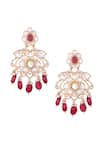 Shop_Nazaakat By Samara Singh_White Floral Design Dangler Earrings _at_Aza_Fashions