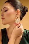 Shop_Nazaakat By Samara Singh_White Floral Design Dangler Earrings _Online_at_Aza_Fashions