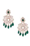 Shop_Nazaakat By Samara Singh_White And Green Dangler Earrings _at_Aza_Fashions