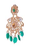 Shop_Nazaakat By Samara Singh_White And Green Dangler Earrings _Online_at_Aza_Fashions