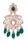 Nazaakat By Samara Singh_White And Green Dangler Earrings _at_Aza_Fashions