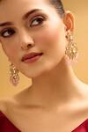 Nazaakat By Samara Singh_White Crystals, Beads Floral Design Dangler Earrings _Online_at_Aza_Fashions