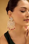 Nazaakat By Samara Singh_Gold Plated Stones, Beads And Red Dangler Earrings _Online_at_Aza_Fashions