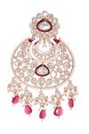 Nazaakat By Samara Singh_Gold Plated Stones, Beads And Red Dangler Earrings _at_Aza_Fashions