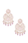 Shop_Nazaakat By Samara Singh_Gold Plated Pearls Pink Dangler Earrings _at_Aza_Fashions