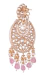 Nazaakat By Samara Singh_Gold Plated Pearls Pink Dangler Earrings _Online_at_Aza_Fashions
