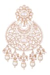 Nazaakat By Samara Singh_Gold Plated Stones, Pearls White Danglers _at_Aza_Fashions