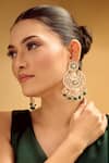 Buy_Samyukta Singhania_Golden And Green Dangler Earrings _at_Aza_Fashions