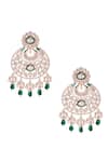 Shop_Samyukta Singhania_Golden And Green Dangler Earrings _at_Aza_Fashions