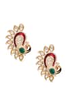 Shop_Nazaakat By Samara Singh_Red And Green Statement Earrings _at_Aza_Fashions