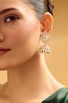 Buy_Nazaakat By Samara Singh_White Stones, Beads Gold Plated Jhumka Earrings _Online_at_Aza_Fashions