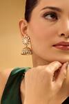 Shop_Nazaakat By Samara Singh_White Stones, Beads Gold Plated Jhumka Earrings _Online_at_Aza_Fashions