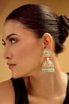 Buy_Nazaakat By Samara Singh_Gold Plated Pearls, Stones, Beads Aqua Jhumka Earrings _Online_at_Aza_Fashions