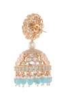 Nazaakat By Samara Singh_Gold Plated Pearls, Stones, Beads Aqua Jhumka Earrings _at_Aza_Fashions