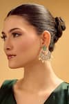 Buy_Nazaakat By Samara Singh_White Pearls, Stones Chandbali Earrings With Drops _at_Aza_Fashions