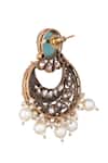 Nazaakat By Samara Singh_White Pearls, Stones Chandbali Earrings With Drops _Online_at_Aza_Fashions
