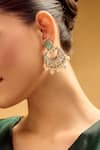 Shop_Nazaakat By Samara Singh_White Pearls, Stones Chandbali Earrings With Drops _Online_at_Aza_Fashions