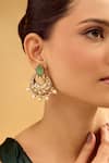 Nazaakat By Samara Singh_White Pearls, Stones Chandbali Earrings With Drops _at_Aza_Fashions