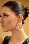 Shop_Samyukta Singhania_White Pearls, Stones Gold And Chandbali Earrings _Online_at_Aza_Fashions