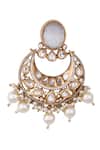 Shop_Samyukta Singhania_White Pearls, Stones Gold And Chandbali Earrings _at_Aza_Fashions