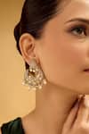 Samyukta Singhania_White Pearls, Stones Gold And Chandbali Earrings _at_Aza_Fashions