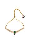 Nazaakat By Samara Singh_Green Stones, Pearls Brass Necklace And Earring Set _Online_at_Aza_Fashions