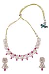 Shop_Nazaakat By Samara Singh_Red Stones Ruby Embellished Necklace Set _at_Aza_Fashions