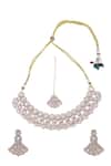 Shop_Nazaakat By Samara Singh_White Stones Gold And Embellished Necklace Set _at_Aza_Fashions