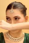 Shop_Nazaakat By Samara Singh_White Stones Gold And Embellished Necklace Set 