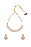 Shop_Samyukta Singhania_White Stones Traditional Gold Plated Jewellery Set _at_Aza_Fashions