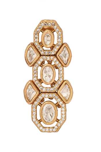 Nazaakat By Samara Singh_Gold Plated And White Necklace Earring Set _at_Aza_Fashions