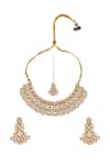 Shop_Samyukta Singhania_White Gold Plated Necklace And Earring Set _at_Aza_Fashions