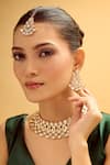 Shop_Samyukta Singhania_White Gold Plated Necklace And Earring Set 