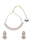 Shop_Nazaakat By Samara Singh_Gold Plated Stones And White Embellished Jewellery Set _at_Aza_Fashions