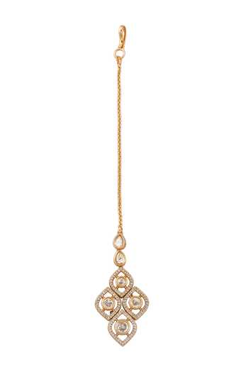 Nazaakat By Samara Singh_White Stones And Gold Decorative Jewellery Set _Online_at_Aza_Fashions