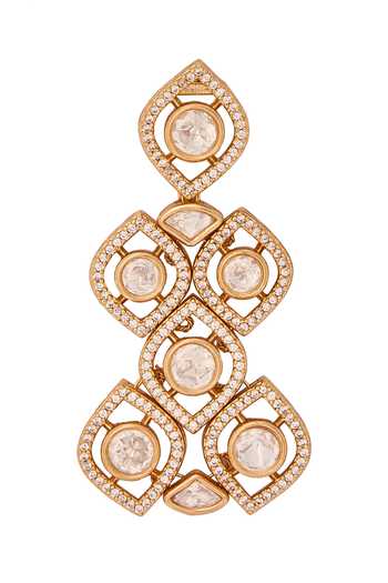 Nazaakat By Samara Singh_White Stones And Gold Decorative Jewellery Set _at_Aza_Fashions