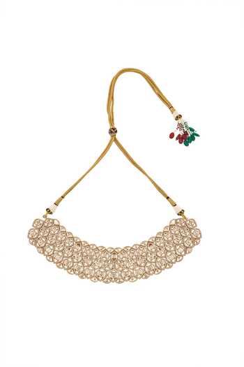 Buy_Nazaakat By Samara Singh_White Stones And Gold Decorative Jewellery Set 